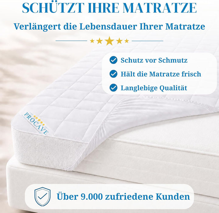 PROCAVE Micro-Comfort Matratzen-Bett-Schoner weiss 90x200 cm mit Spannumrandung | Höhe bis 30cm | Au