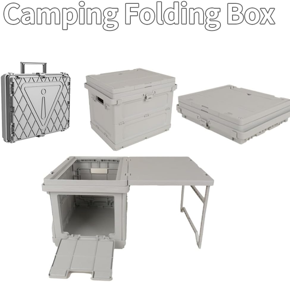 Beolur 2-in-1 Klappbox mit Tisch – Faltbare Aufbewahrungsbox mit ausziehbarem Tischplatte, tragbar f