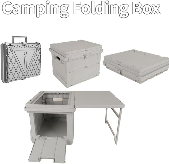 Beolur 2-in-1 Klappbox mit Tisch – Faltbare Aufbewahrungsbox mit ausziehbarem Tischplatte, tragbar f