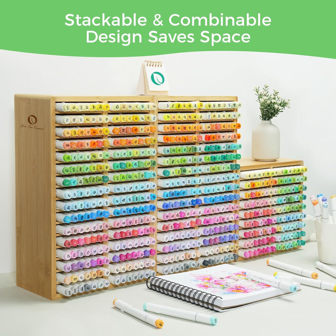 Ohuhu Bambus Stifte Organizer, Holz Desktop Aufbewahrung für 224 Markerstifte Stifte Bleistifte Kuns