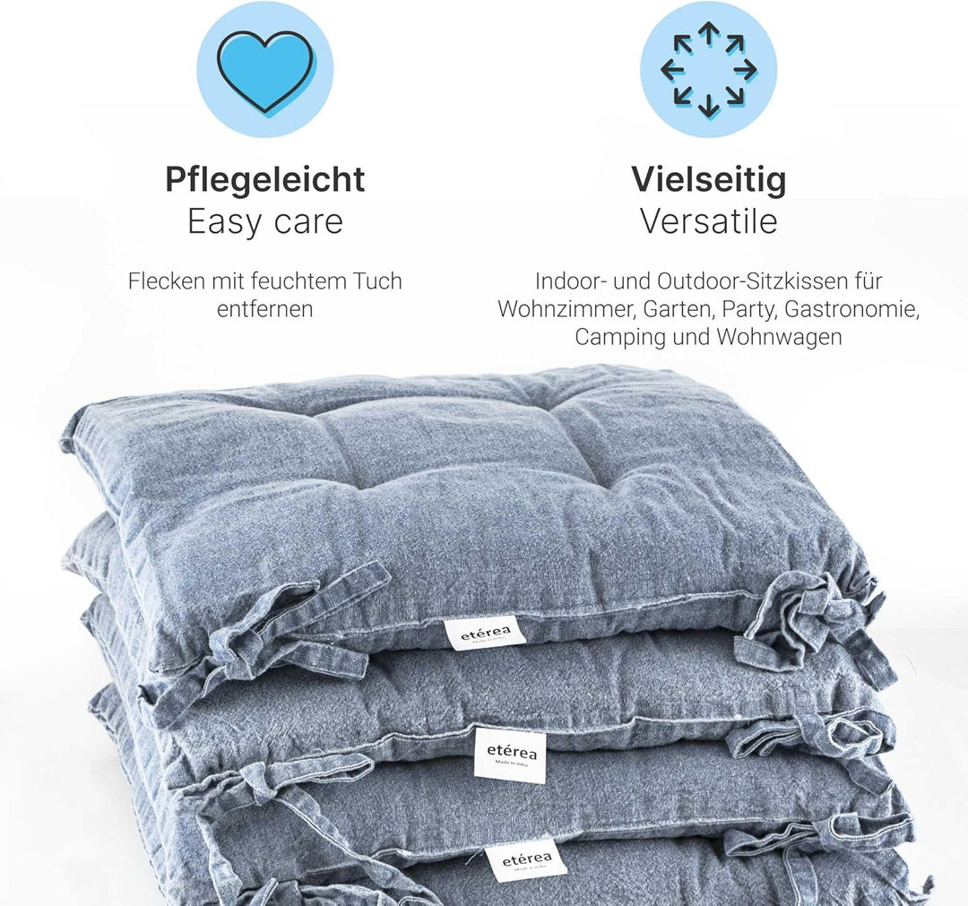 etérea Himmlische Qualität Sitzkissen - 100% Baumwolle - versch Setgrössen Farben mit Bändern - Stuh