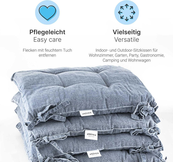 etérea Himmlische Qualität Sitzkissen - 100% Baumwolle - versch Setgrössen Farben mit Bändern - Stuh