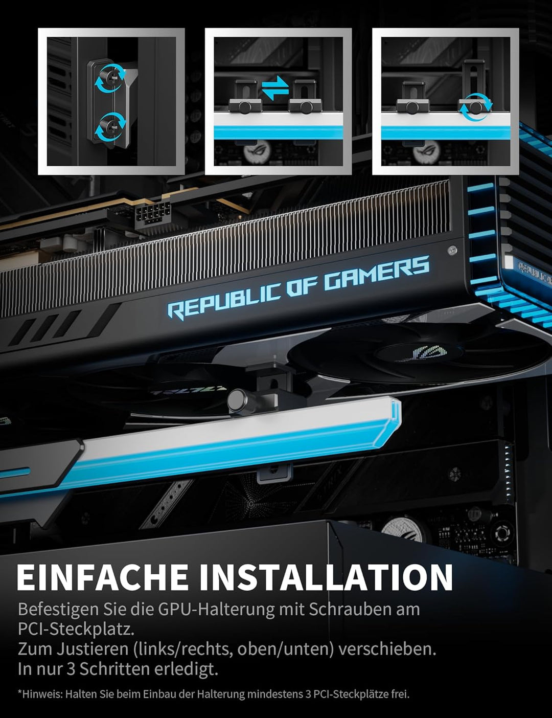 upHere GPU Halterung,ARGB Grafikkarten Halter/GPU Support mit 5V-ARGB-Beleuchtung,Verstellbare Grafi