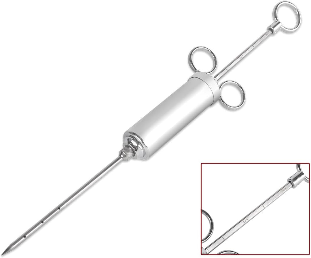 Beeketal 'PSB-60' Profi Gastro Fleischspritze Edelstahl 50 ml - Set inkl. 3 x Pökelnadeln, 2x Reinig