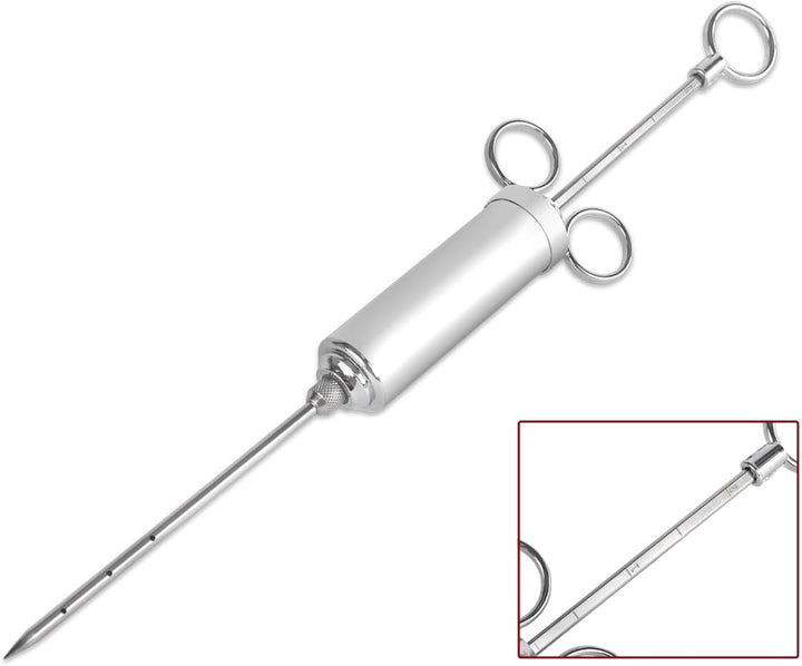 Beeketal 'PSB-60' Profi Gastro Fleischspritze Edelstahl 50 ml - Set inkl. 3 x Pökelnadeln, 2x Reinig