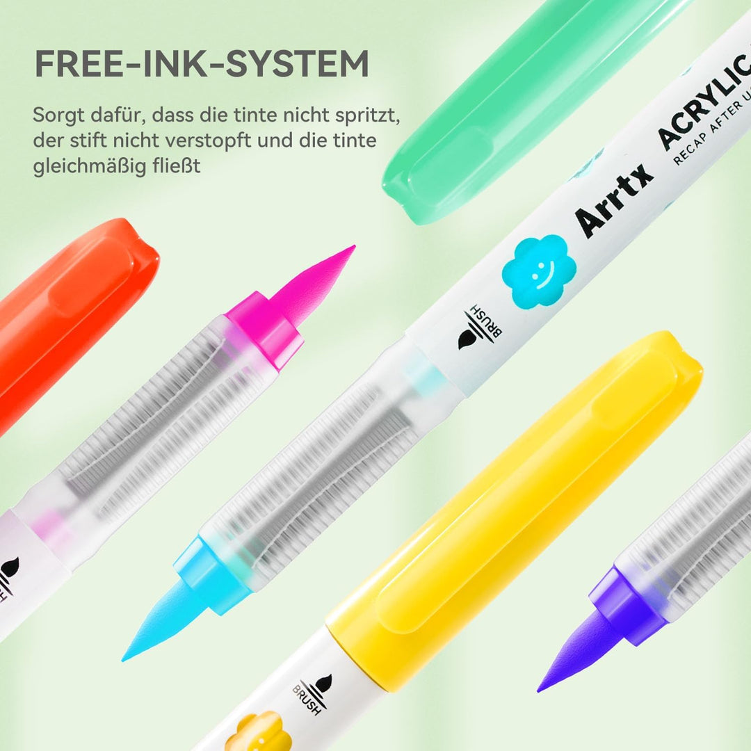 Arrtx Acrylmalstifte für Steinmalerei, 36 Farben Acrylstift Pinsel Spitze, Acryl-Marker, wasserfeste