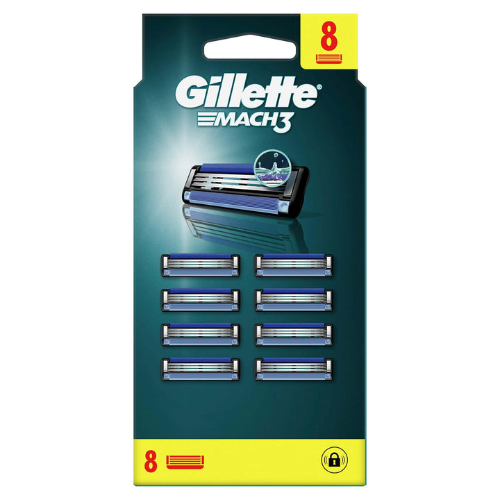 Gillette Mach3 Rasierklingen, 8 Ersatzklingen für Nassrasierer Herren mit 3-fach Klinge Frustfreie V