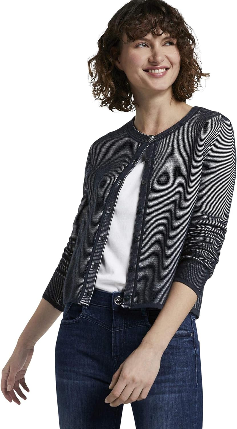 TOM TAILOR Damen Pullover & Strickjacken strukturierter Cardigan Sky Captain Blue,XL,10668,6000