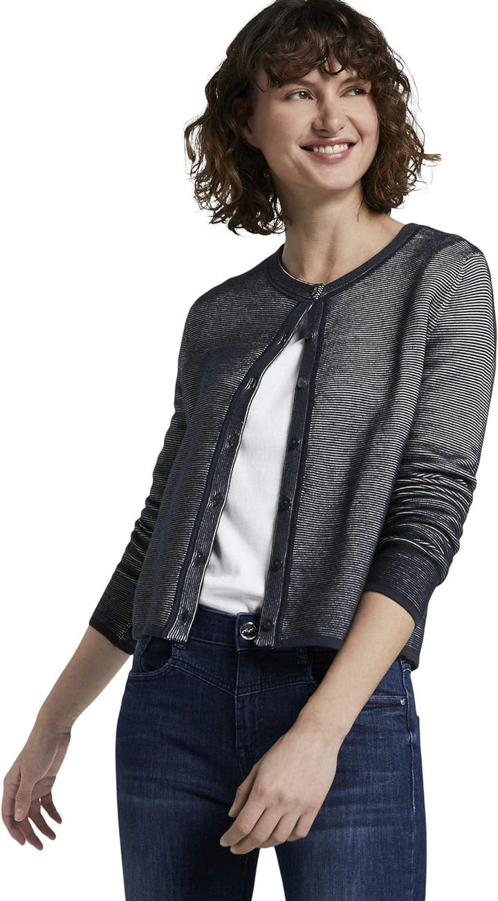 TOM TAILOR Damen Pullover & Strickjacken strukturierter Cardigan Sky Captain Blue,XL,10668,6000