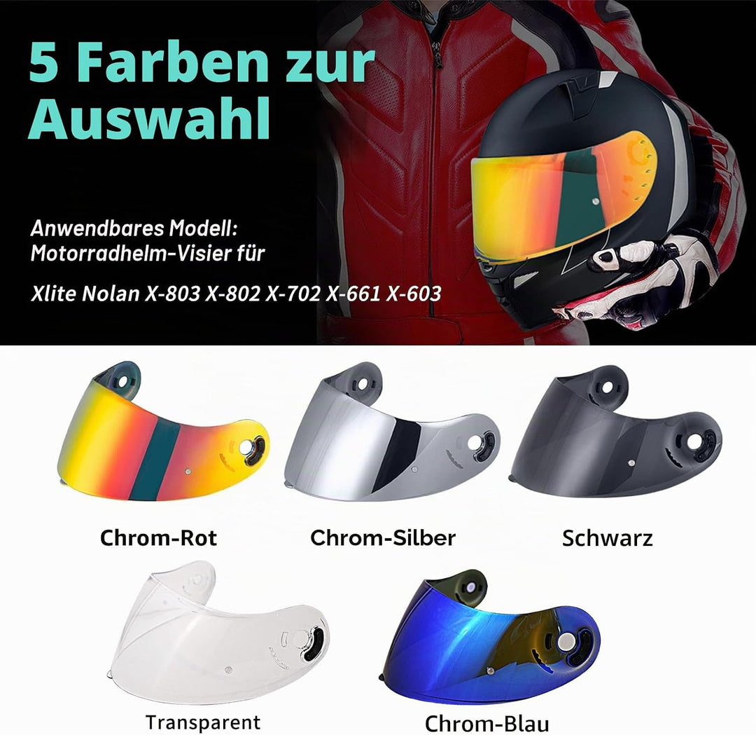 Helmvisier für Xlite Nolan X-803 X-802 X-702 X-661 X603,Motorradhelm Visier,Motorrad Windschutz Helm