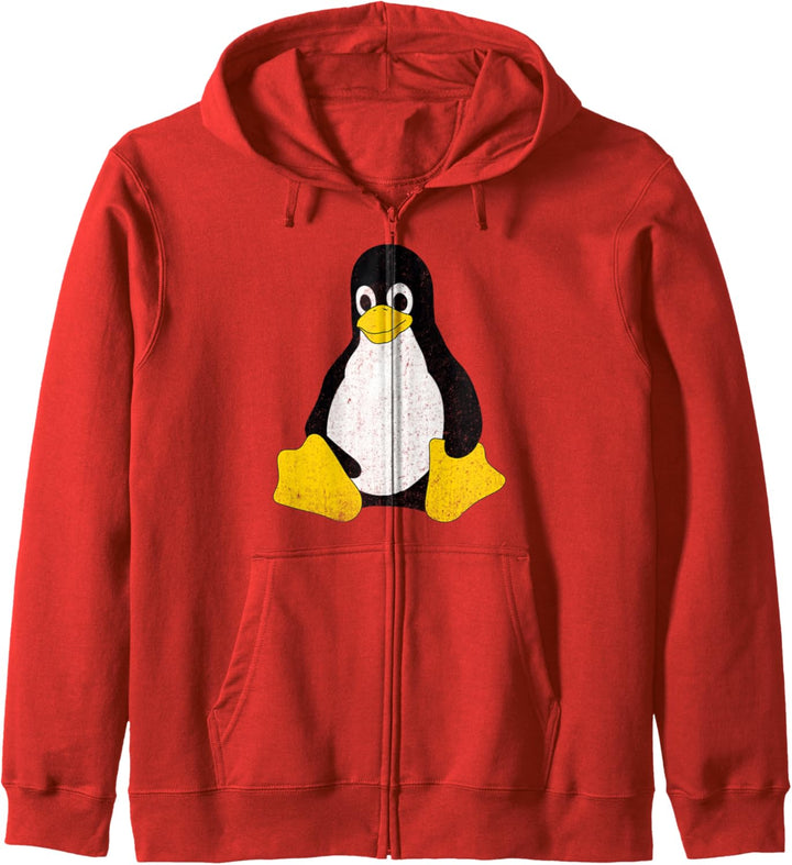 Linux Mascot Tux the Penguin Nerd Geek IT Person Vintage Kapuzenjacke