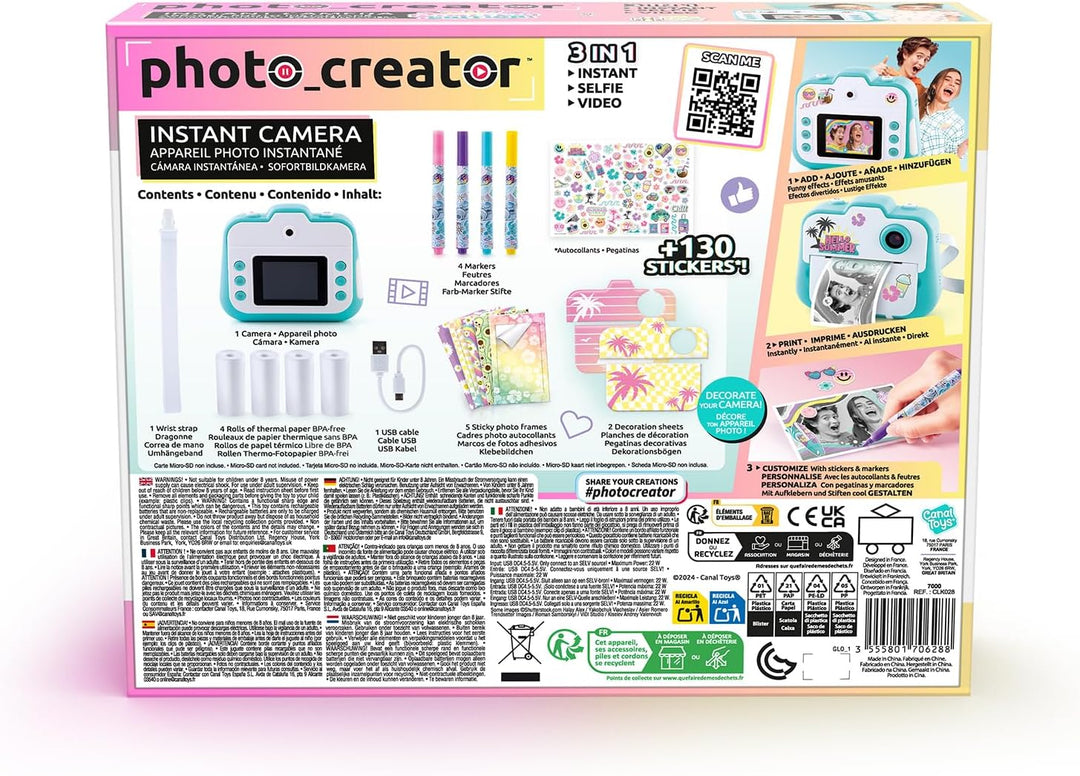 Canal Toys - Photo Creator – Sofortbildkamera Limitierte Edition – Thermodruck, ohne Tinte – Kinder