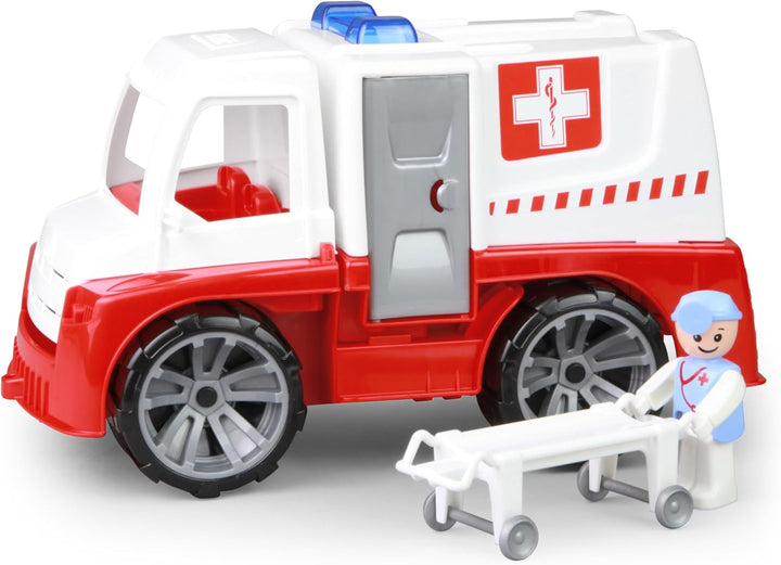 Lena 04456 - TRUXX Krankenwagen Einsatzfahrzeug mit Spielfigur als Sanitäter und Krankentrage, Krank