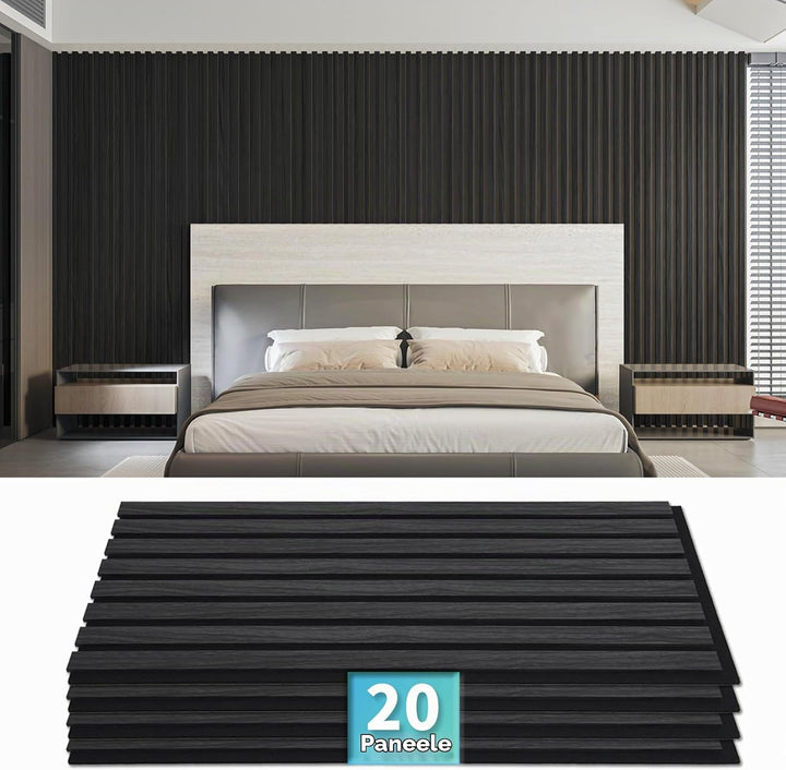 Art3d 20 Stück Akustikpaneele Grau-Eiche 3D Wand | Schalldämmend &amp; Schallabsorber | Holzfurnier mit