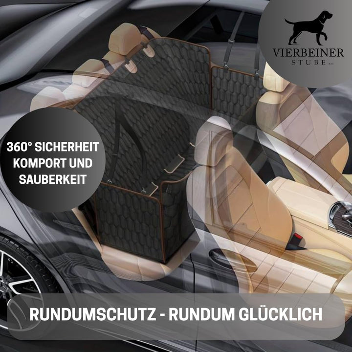 VierbeinerStube Premium Autoschondecke Hundedecke für Rücksitz/Rückbank und Kofferraum – Langlebige
