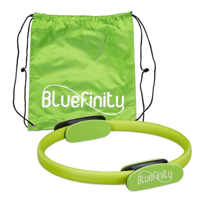 Bluefinity Pilates Ring mit Übungen, Doppelgriff, gepolstert, Widerstandsring Yoga, Fiberglas, Fitne