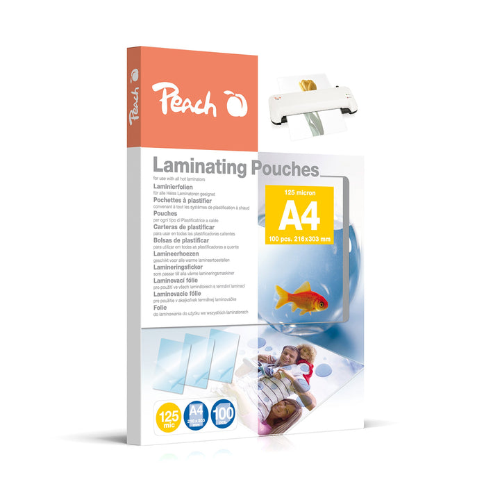 Peach Laminierfolien A4 - 125 mic - 100 pouches - glänzend - Premiumqualität für beste Laminierergeb