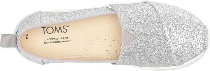TOMS Mädchen Glitter Alpargata Flache Slipper 30 EU Silberweiss, 30 EU Silberweiß