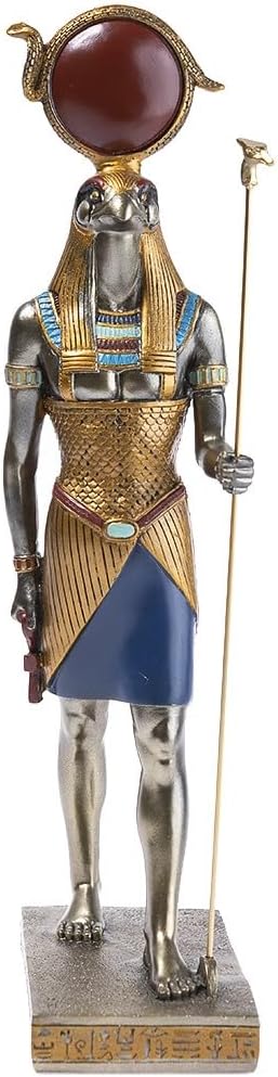 lachineuse Ägyptische Figur Gott RA, Kunstharz Bronze, 33 x 7 x 11,5 cm, Gott Ra