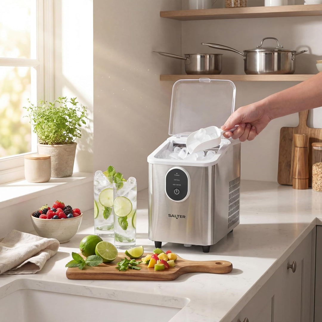 Salter Elektrischer Eiswürfelbereiter – Tisch-Eiswürfelmaschine, 8 Würfel in 8,5 Minuten, Eiskalte G