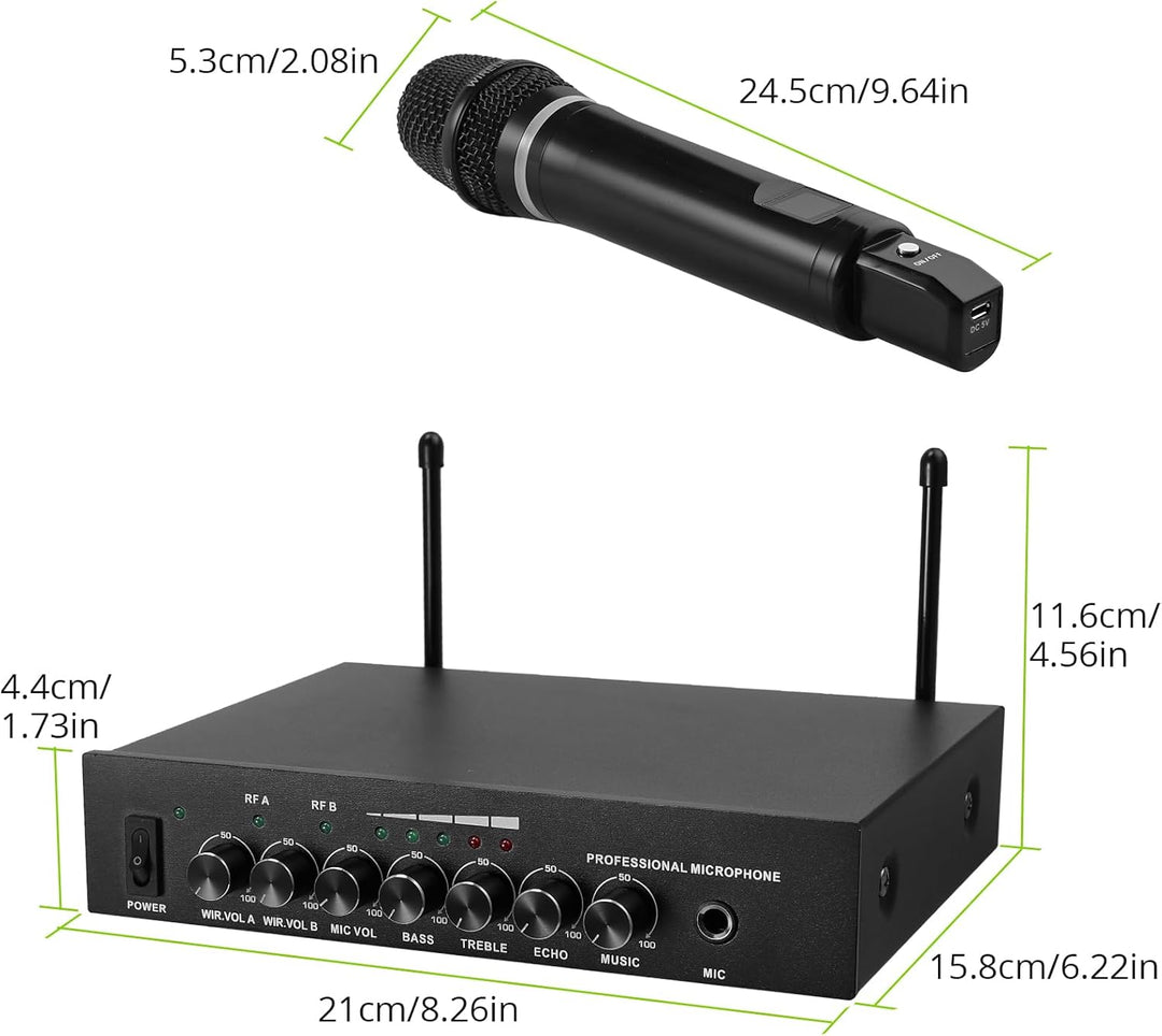LiNKFOR Drahtloses Mikrofon UHF-Wiederaufladbares Bluetooth 5.0 Dual Handheld Metall Mikrofonsystem