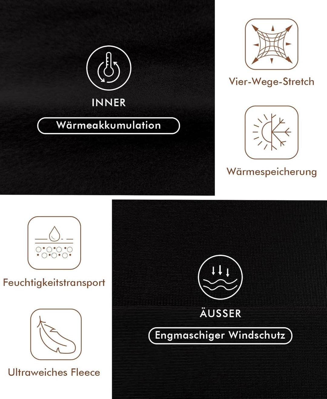 Ganado Thermounterwäsche Set Damen Innenfleece Thermowäsche Thermo Oberteil und Thermohose Leggings