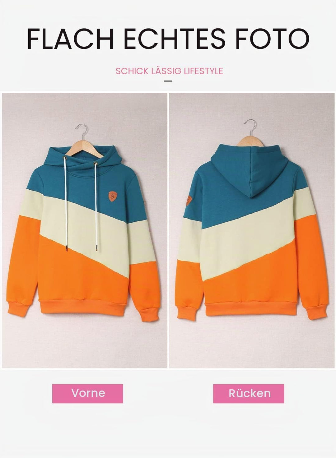 Dokotoo Damen Kapuzenpullover Stehkragen Hoodie Pullover Farbblock Sweatshirt Langarmshirt Oberteile