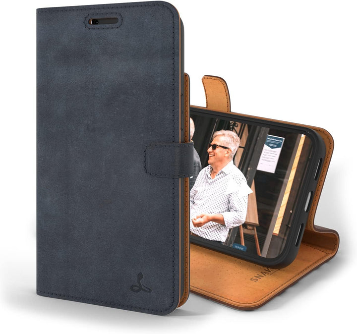 Snakehive iPhone 13 Pro Max Hülle Leder - Stylische Handyhülle mit Kartenhalter & Standfuss - Handyh