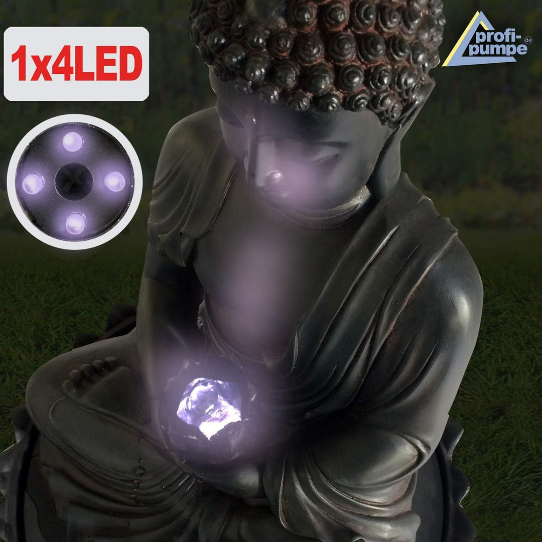 Gartenbrunnen Solarbrunnen Brunnen Buddha-Eternity Vogelbad Wasserfall, Gartendeko mit Pumpe, Wasser