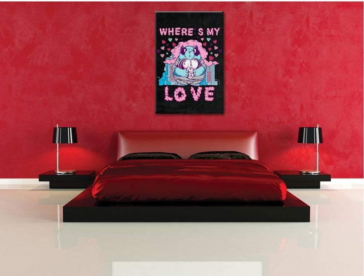 Dark Wheres my love black Leinwandbild Bild auf Leinwand, XXL riesige Bilder fertig gerahmt mit Keil