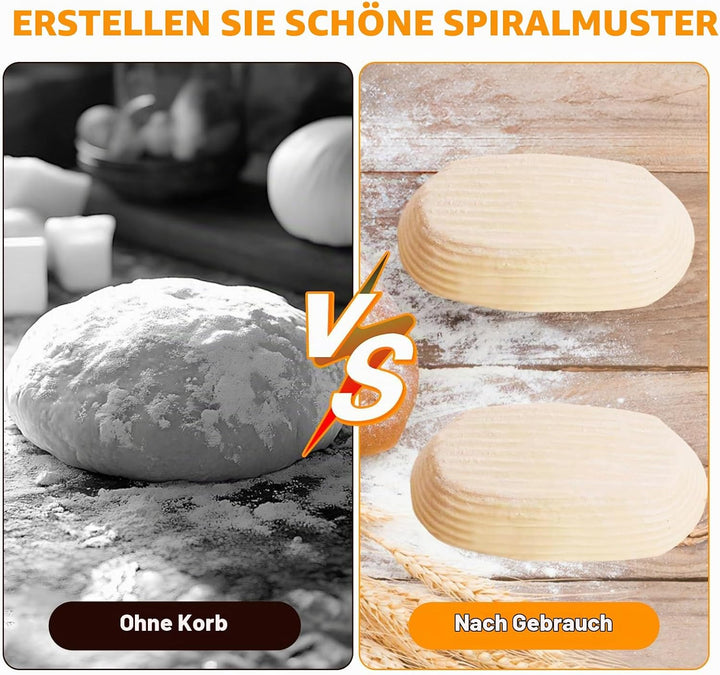 Gärkörbchen Oval aus 6 Stück, Mini Brot Backen mit Gärkörbchen Set, 6 Zoll Kleine Banneton Körbe, Zu