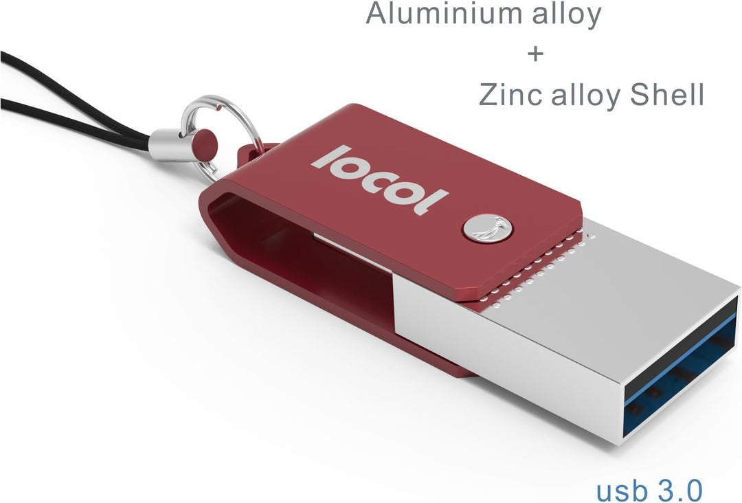 IOCOL Twister USB C Stick 64GB Dual - 2 in 1 Funktion > Mini USB 3.0 &amp; Type C < Wasserdicht &amp; Klein