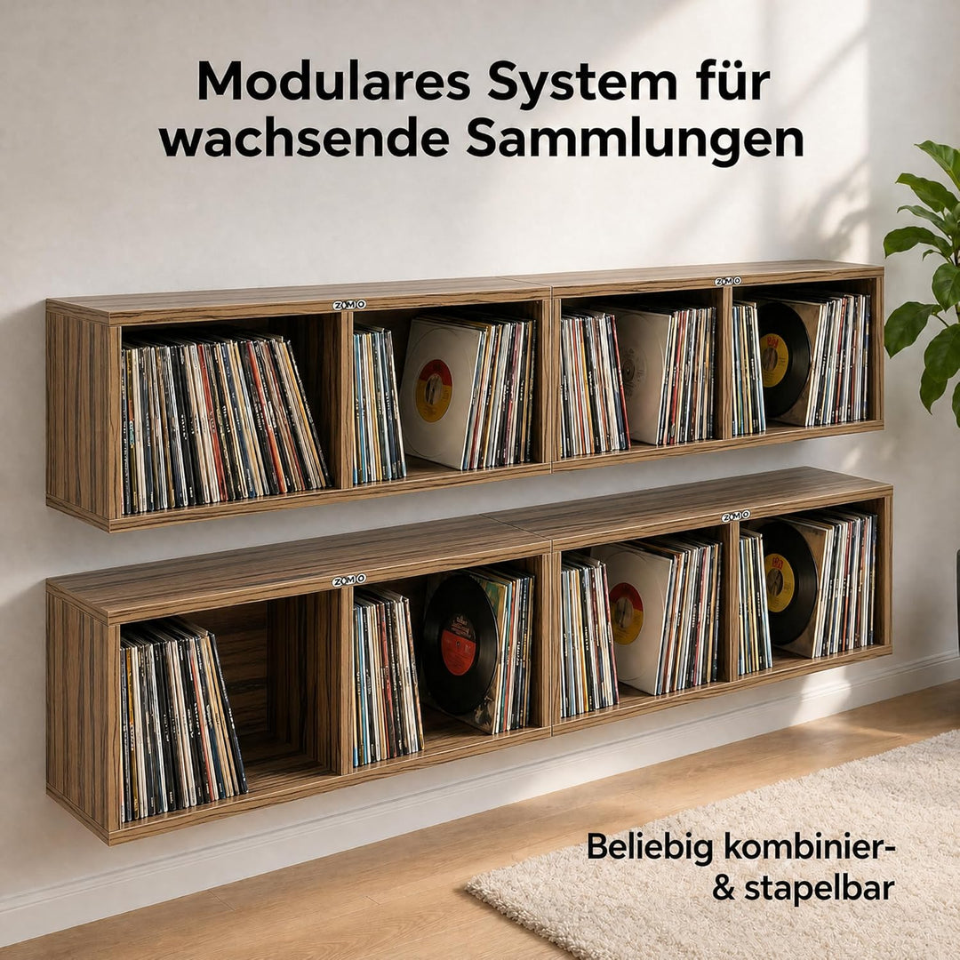 Zomo VS-Box 7/200 Vinyl Aufbewahrung für 200–240 Singles - 7 Zoll - 705 x 200 x 230 mm - Zebrano - M