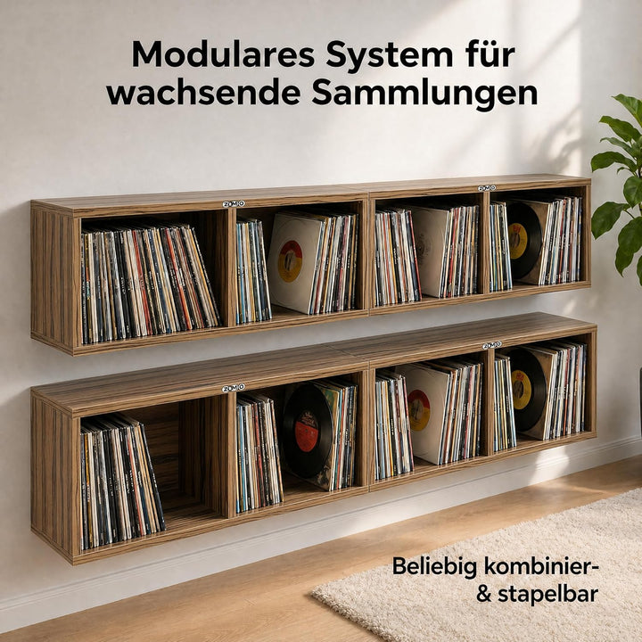 Zomo VS-Box 7/200 Vinyl Aufbewahrung für 200–240 Singles - 7 Zoll - 705 x 200 x 230 mm - Zebrano - M