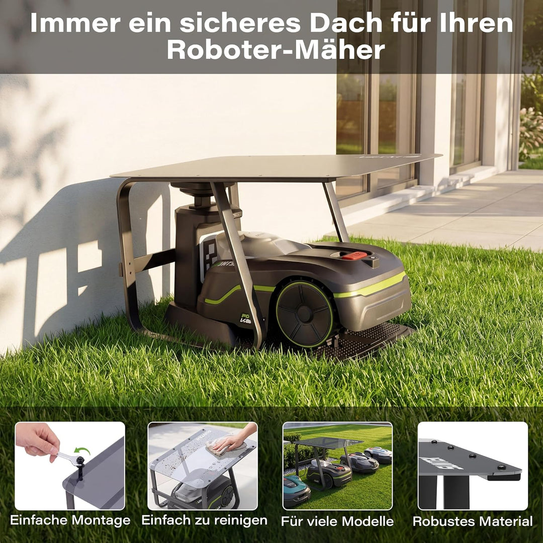 SUNTEK Mähroboter Garage mit Transparentem Dach, UV-beständiger Wetterschutz Unterstand für Mährobot