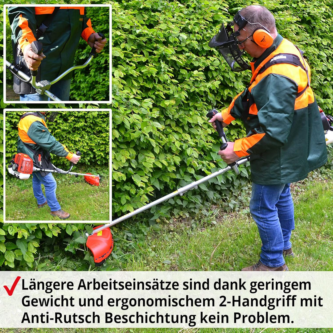 HECHT Benzin Freischneider Motorsense mit 2-Takt-Motor mit 2 PS – 43 cm und 25,5 cm Schnittkreis – i