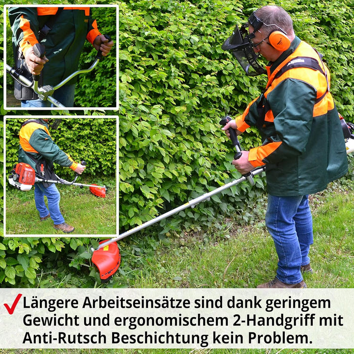HECHT Benzin Freischneider Motorsense mit 2-Takt-Motor mit 2 PS – 43 cm und 25,5 cm Schnittkreis – i