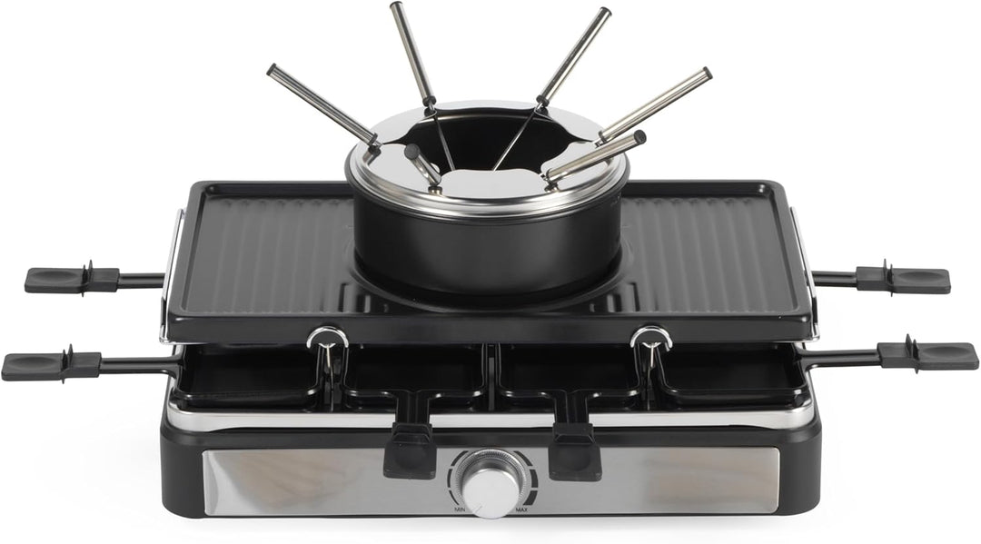 Salter Elektrischer Raclette Grill & Fondue - 2-in-1 Rauchfreier Indoor Grill, 1,3L Schmelztopf für
