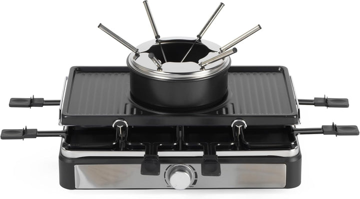 Salter Elektrischer Raclette Grill & Fondue - 2-in-1 Rauchfreier Indoor Grill, 1,3L Schmelztopf für