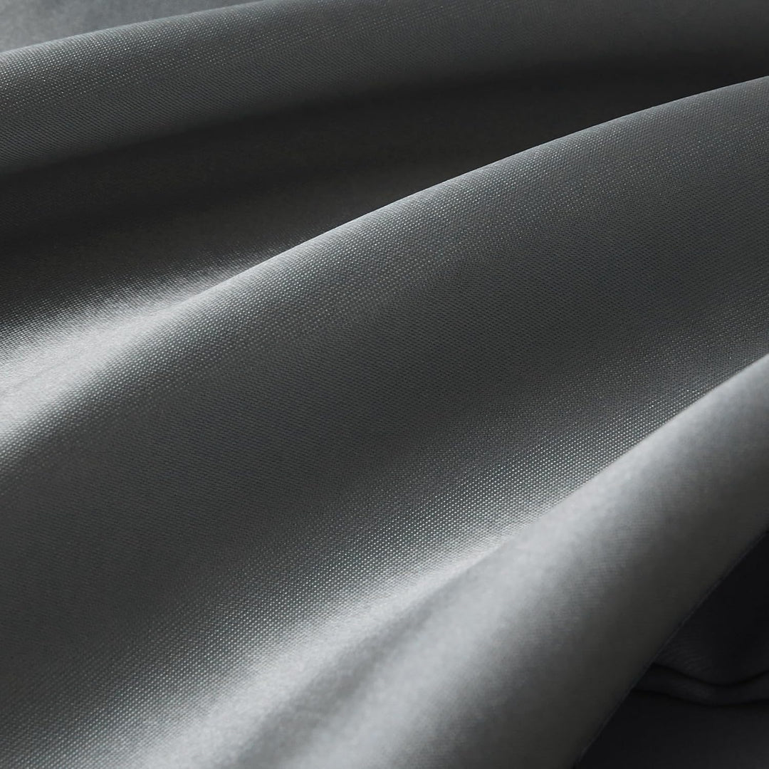 Boqingzhu Satin Bettwäsche 135x200cm 4Teilig Grau Dunkelgrau Anthrazit Uni Einfarbig Glatt Glänzend