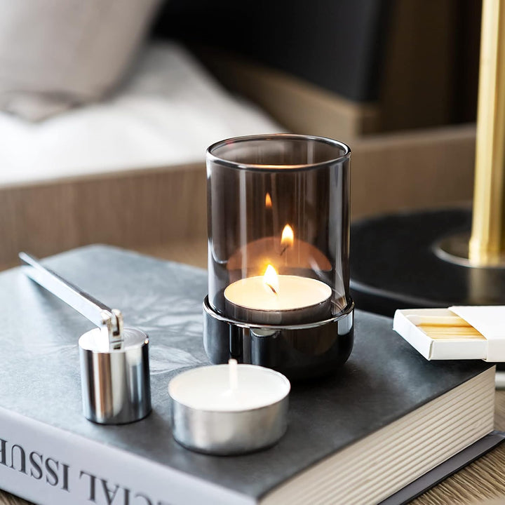 Faveaux Teelichthalter Glas Metall Teelichtgläser Kerzenhalter Schwarz Windlicht Glas Deko Geschenke