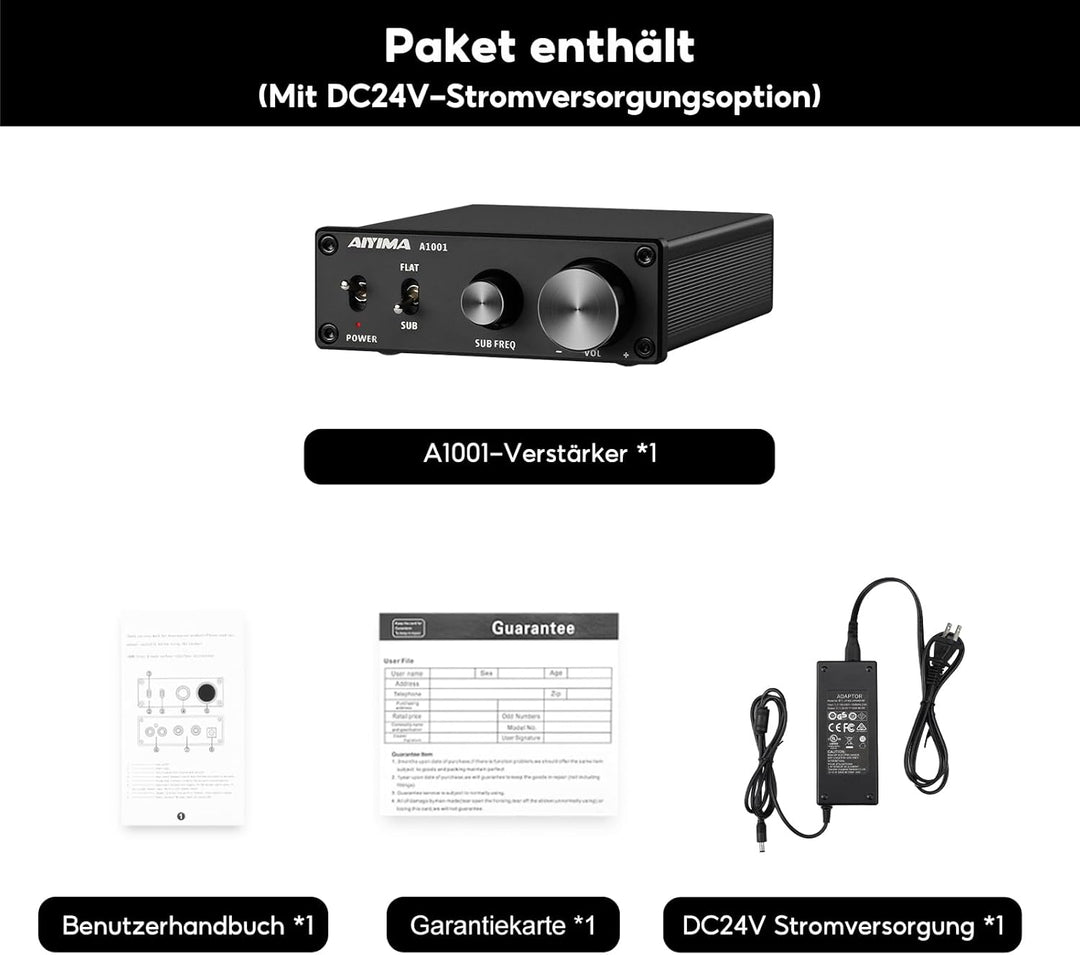 AIYIMA A1001Mono-Subwoofer-Verstärker 100W Klasse D HiFi Digital Power Audio-Verstärker AMP 100W Hei