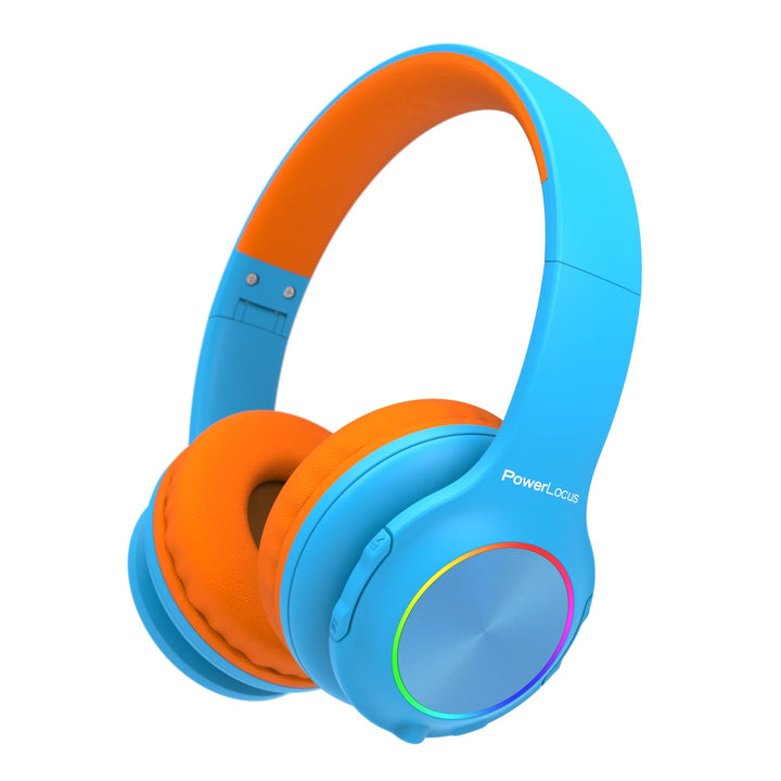 Kinderkopfhörer Bluetooth, PowerLocus Kinder Kopfhörer Kabellos mit LED-Leuchten und 94DB Lautstärke