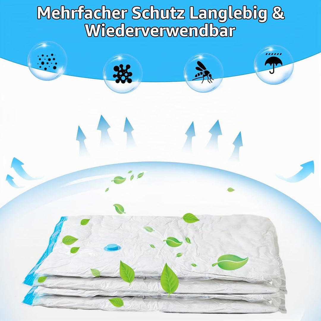 8 Stück Vakuumbeutel für Kleidung mit Elektrischer Luftpumpe, 2 * 100 x 80 cm, 3 * 80 x 60 cm, 3 * 7