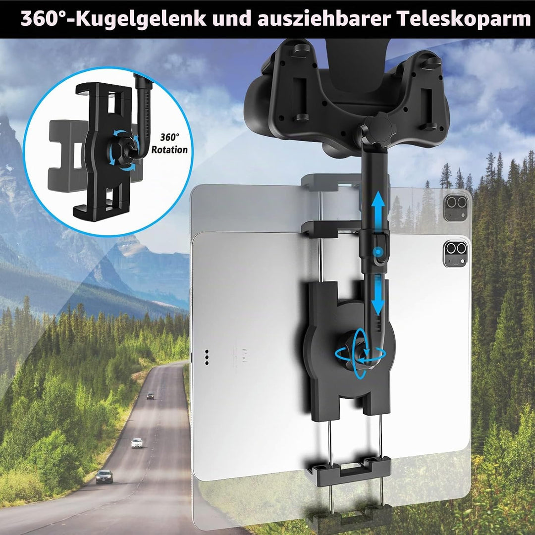 woleyi Rückspiegel Auto Tablet Halterung, LKW Rückspiegel Tablet Autohalterung mit Verstellbarem Arm