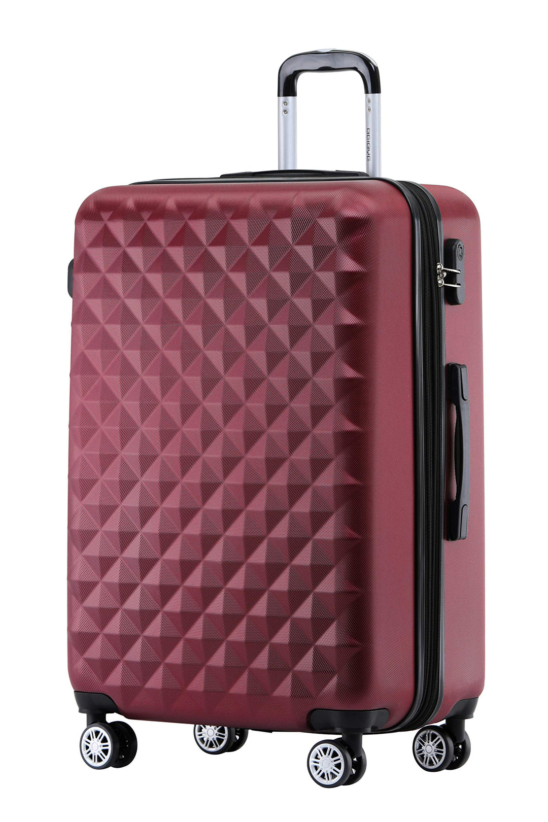 BEIBYE Zwillingsrollen 2066 Hartschale Trolley Koffer Reisekoffer Gepäck M-L-XL-Set (Weinrot, L) Wei