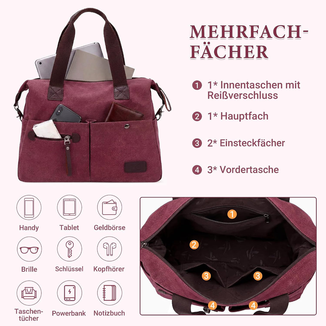 DIRRONA Mode Damen Canvas Handtasche Canvas Schultertasche Beiläufig Hobo Tasche Schule Einkaufen Tr