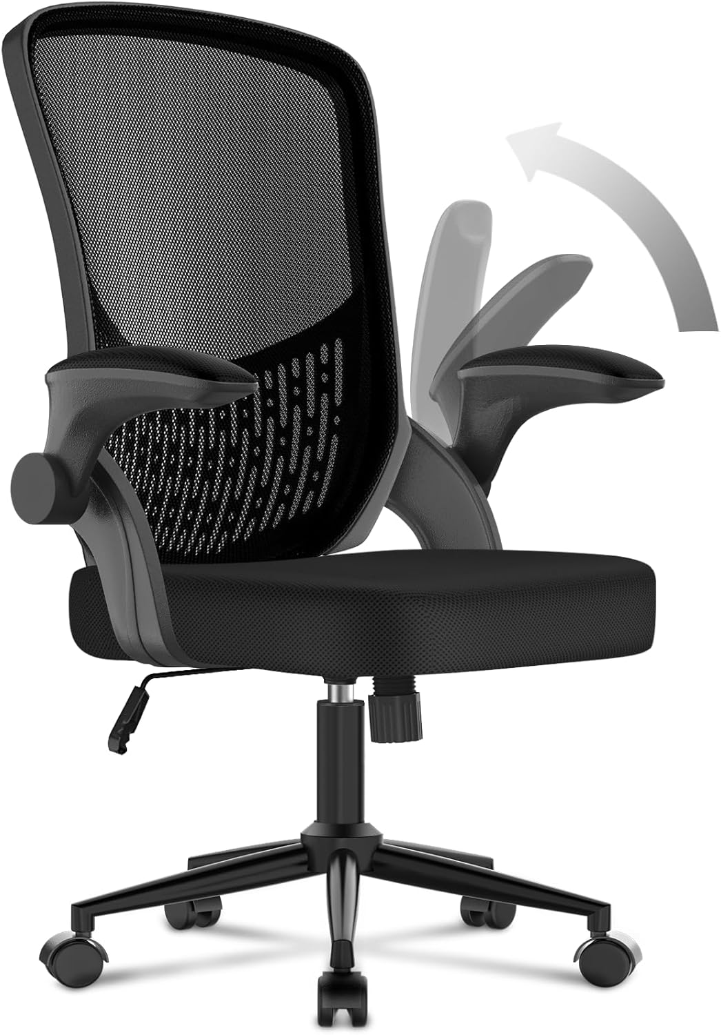 naspaluro Ergonomischer Bürostuhl, Schreibtischstuhl mit 90° Klappbaren Armlehnen, Einzigartige Lend