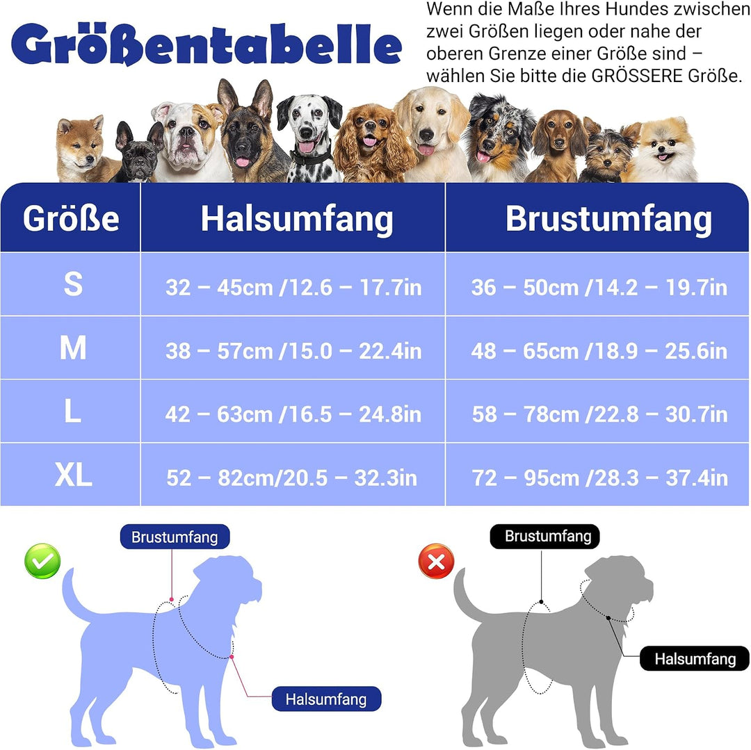 Funfox Hundegeschirr Mittelgrosse Hunde [M] - Verstellbares Anti-Zug Brustgeschirr mit Griff &amp; Refle