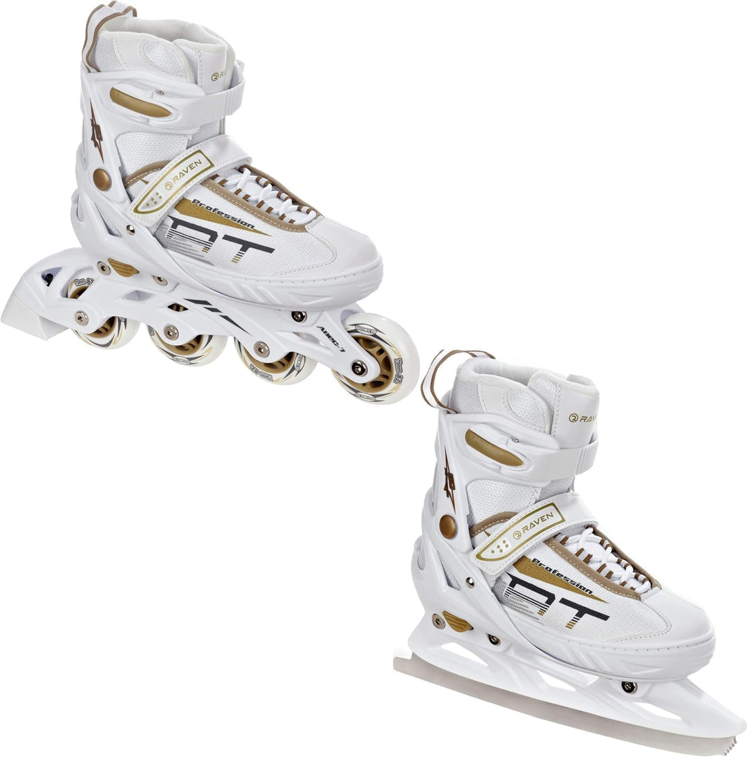 RAVEN Profession 2in1 Schlittschuhe Inlineskates Inliner für Kinder und Erwachsene verstellbar 35-39
